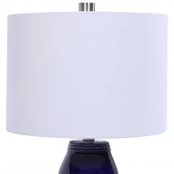 UTTERMOST TRIBAL EMBOSSED BLUE GLAZE TABLE LAMP