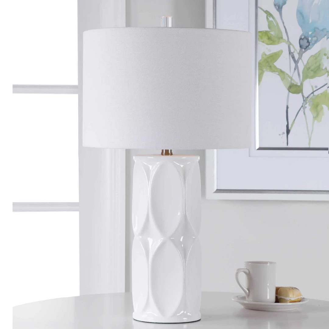 UTTERMOST Lighting MADGE GLOSSY WHITE CERAMIC LAMP 2 UTTERMOST Lighting MADGE GLOSSY WHITE CERAMIC LAMP