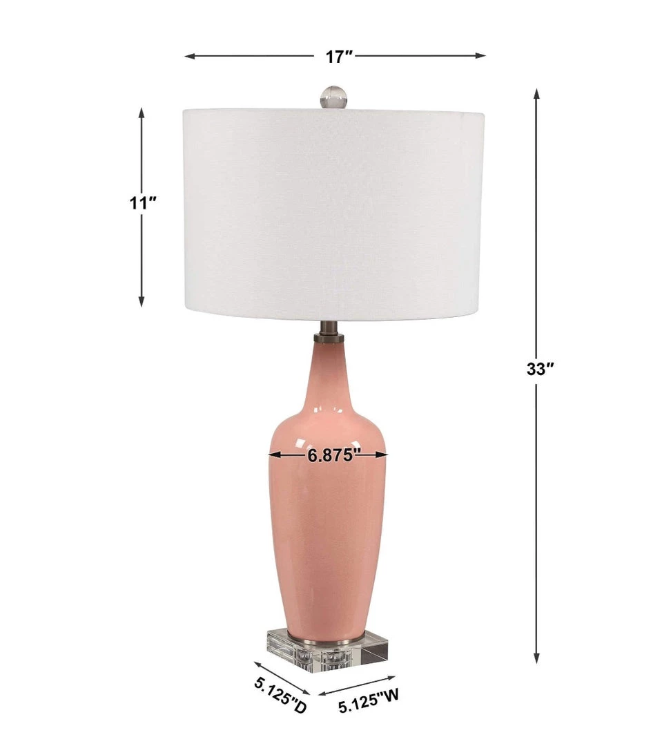UTTERMOST Lighting ANA BLUSH PINK CERAMIC TABLE LAMP 6 UTTERMOST Lighting ANA BLUSH PINK CERAMIC TABLE LAMP