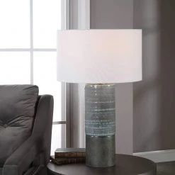 UTTERMOST PAVEMENT GREY + AQUA TABLE LAMP