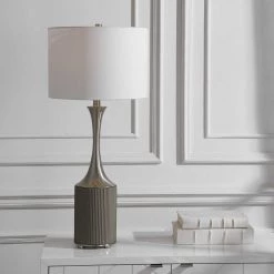 UTTERMOST Lighting PITMAN RIBBED CONCRETE TABLE LAMP 6 UTTERMOST Lighting PITMAN RIBBED CONCRETE TABLE LAMP