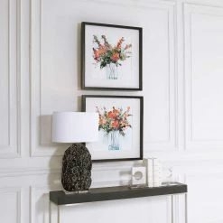 UTTERMOST Wall Art "FRESH FLOWERS" GLASS FRAMED PRINTS | SET OF 2 7 UTTERMOST Wall Art