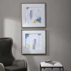 UTTERMOST "FRACTAL PASTEL" GLASS FRAMED PRINTS | SET OF 2 Wall Art