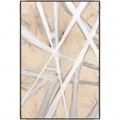 L ART "SILVER PATHS II" NATURAL CANVAS HAND PAINTING