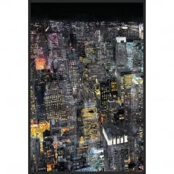 L ART "STARRY CITY I & II" GLASS FRAMED ART