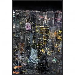L ART "STARRY CITY I & II" GLASS FRAMED ART 5 L ART