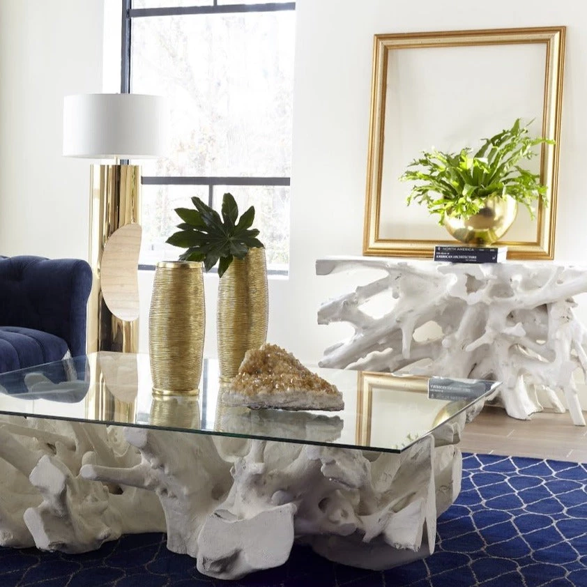 PHILLIPS COLLECTION GEL COAT WHITE CAST ROOT CONSOLE Furniture 3 PHILLIPS COLLECTION GEL COAT WHITE CAST ROOT CONSOLE Furniture