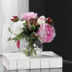 UTTERMOST PIERRE PINK PEONY BOUQUET Pillows + Decor