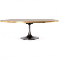 FOUR HANDS Furniture 98"OVAL BRASS BANDED OAK TULIP DINING TABLE