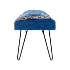 SURYA ADOBE COTTON KILIM BENCH: DENIM Furniture