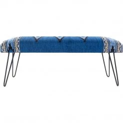 SURYA ADOBE COTTON KILIM BENCH: DENIM Furniture