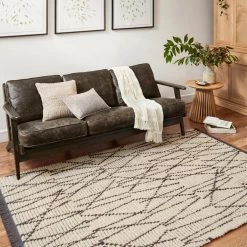 LOLOI ALICE 01 RIBBED FRINGE RUG: CREAM, CHARCOAL 10 LOLOI ALICE 01 RIBBED FRINGE RUG: CREAM, CHARCOAL