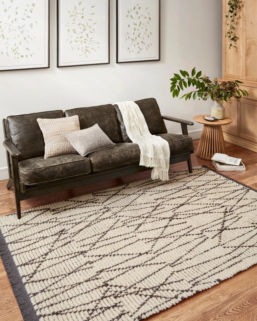 LOLOI ALICE 01 RIBBED FRINGE RUG: CREAM, CHARCOAL 5 LOLOI ALICE 01 RIBBED FRINGE RUG: CREAM, CHARCOAL