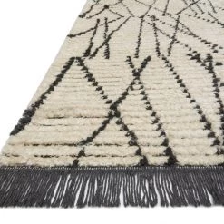 LOLOI ALICE 01 RIBBED FRINGE RUG: CREAM, CHARCOAL