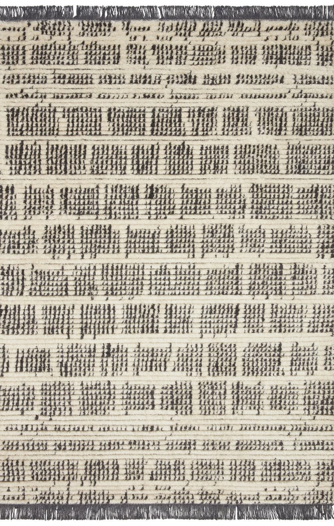 LOLOI ALICE 02 RIBBED FRINGE RUG: CREAM, CHARCOAL 1 LOLOI ALICE 02 RIBBED FRINGE RUG: CREAM, CHARCOAL