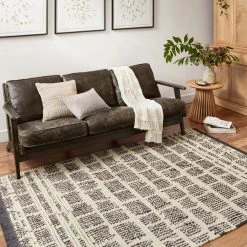 LOLOI ALICE 02 RIBBED FRINGE RUG: CREAM, CHARCOAL 9 LOLOI ALICE 02 RIBBED FRINGE RUG: CREAM, CHARCOAL