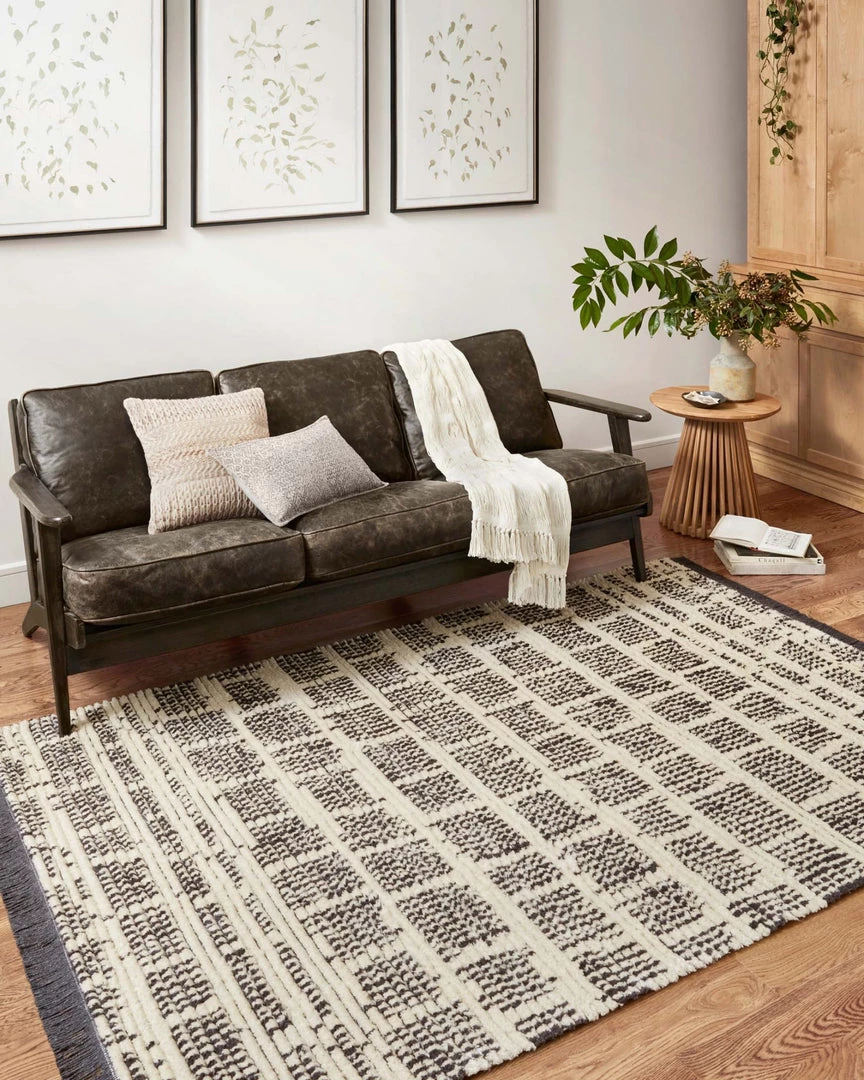 LOLOI ALICE 02 RIBBED FRINGE RUG: CREAM, CHARCOAL 5 LOLOI ALICE 02 RIBBED FRINGE RUG: CREAM, CHARCOAL