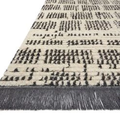 LOLOI ALICE 02 RIBBED FRINGE RUG: CREAM, CHARCOAL