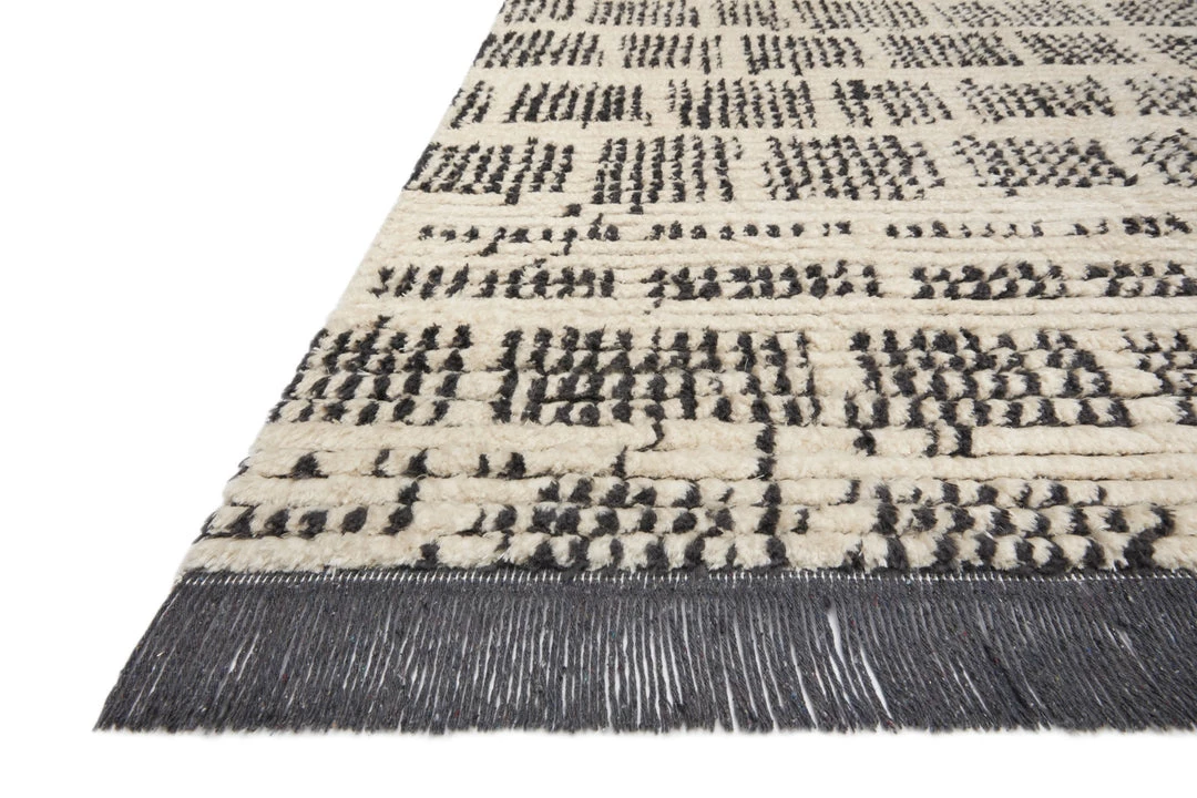 LOLOI ALICE 02 RIBBED FRINGE RUG: CREAM, CHARCOAL 2 LOLOI ALICE 02 RIBBED FRINGE RUG: CREAM, CHARCOAL