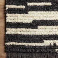 LOLOI ALICE 03 RIBBED FRINGE RUG: CREAM, CHARCOAL