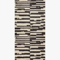 LOLOI ALICE 03 RIBBED FRINGE RUG: CREAM, CHARCOAL