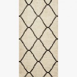 LOLOI ALICE 04 RIBBED FRINGE RUG: CREAM, CHARCOAL