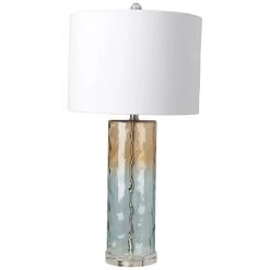SURYA ASTOR GLASS LAMP: AQUA, CAMEL