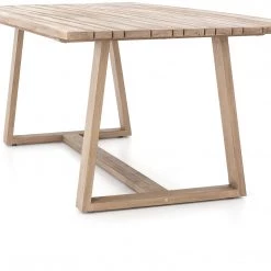 FOUR HANDS ATHERTON OUTDOOR TEAK WOOD DINING TABLE: WASHED BROWN