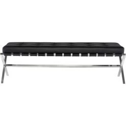 NUEVO Living Room AUGUSTE BLACK SADDLE STRAPPED BENCH