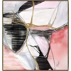 L ART Wall Art "ASSEMBLAGE II" METALLIC GOLD EMBELLISHED CANVAS ART