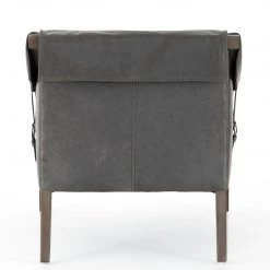 FOUR HANDS Furniture CHAPS EBONY LEATHER BUCKLE STRAPPED CHAIR