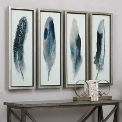 UTTERMOST "FEATHERED BEAUTY" GLASS FRAMED PRINTS | SET OF 4