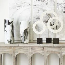 CYAN Pillows + Decor BONE + BLACK CIRCLE SCULPTURES