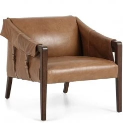 FOUR HANDS LEATHER BUCKLE STRAPPED CHAIR