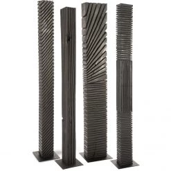 PHILLIPS COLLECTION CHARRED BLACK WOOD ABSTRACT FLOOR SCULPTURES