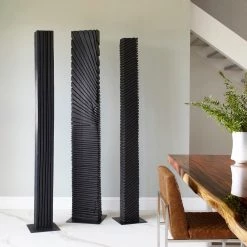 PHILLIPS COLLECTION CHARRED BLACK WOOD ABSTRACT FLOOR SCULPTURES