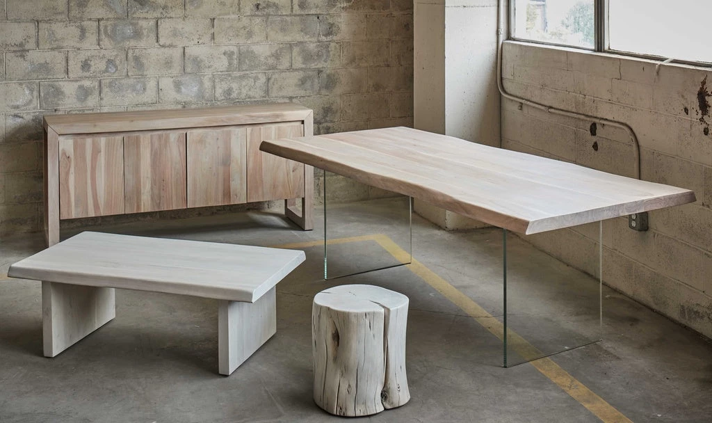 URBIA Kitchen + Dining BROOKS LIVE EDGE DINING TABLE: WHITE WASH 5 URBIA Kitchen + Dining BROOKS LIVE EDGE DINING TABLE: WHITE WASH