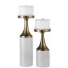 UTTERMOST CASTIEL WHITE MARBLE CANDLE HOLDERS | SET OF 2