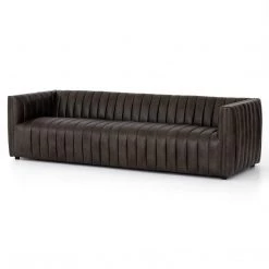 FOUR HANDS Furniture AUGUSTINE CHANNEL TUFTED LEATHER SOFA