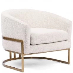 FOUR HANDS CORBIN CREAM BOUCLE + BRASS ACCENT CHAIR