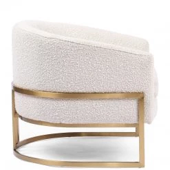 FOUR HANDS CORBIN CREAM BOUCLE + BRASS ACCENT CHAIR