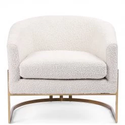 FOUR HANDS CORBIN CREAM BOUCLE + BRASS ACCENT CHAIR