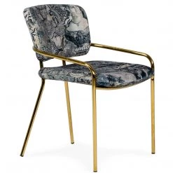 VIG COSETTE VINTAGE PRINT VELVET DINING CHAIR