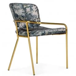 VIG COSETTE VINTAGE PRINT VELVET DINING CHAIR