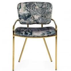 VIG COSETTE VINTAGE PRINT VELVET DINING CHAIR
