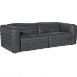 HOOKER Living Room CHATELIAN POWER RECLINER LEATHER SOFA: STATELY GREY