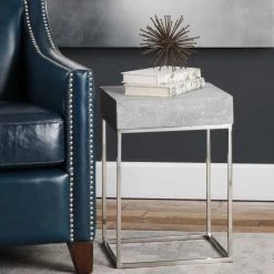 UTTERMOST CHROMA CONCRETE ACCENT TABLE Living Room