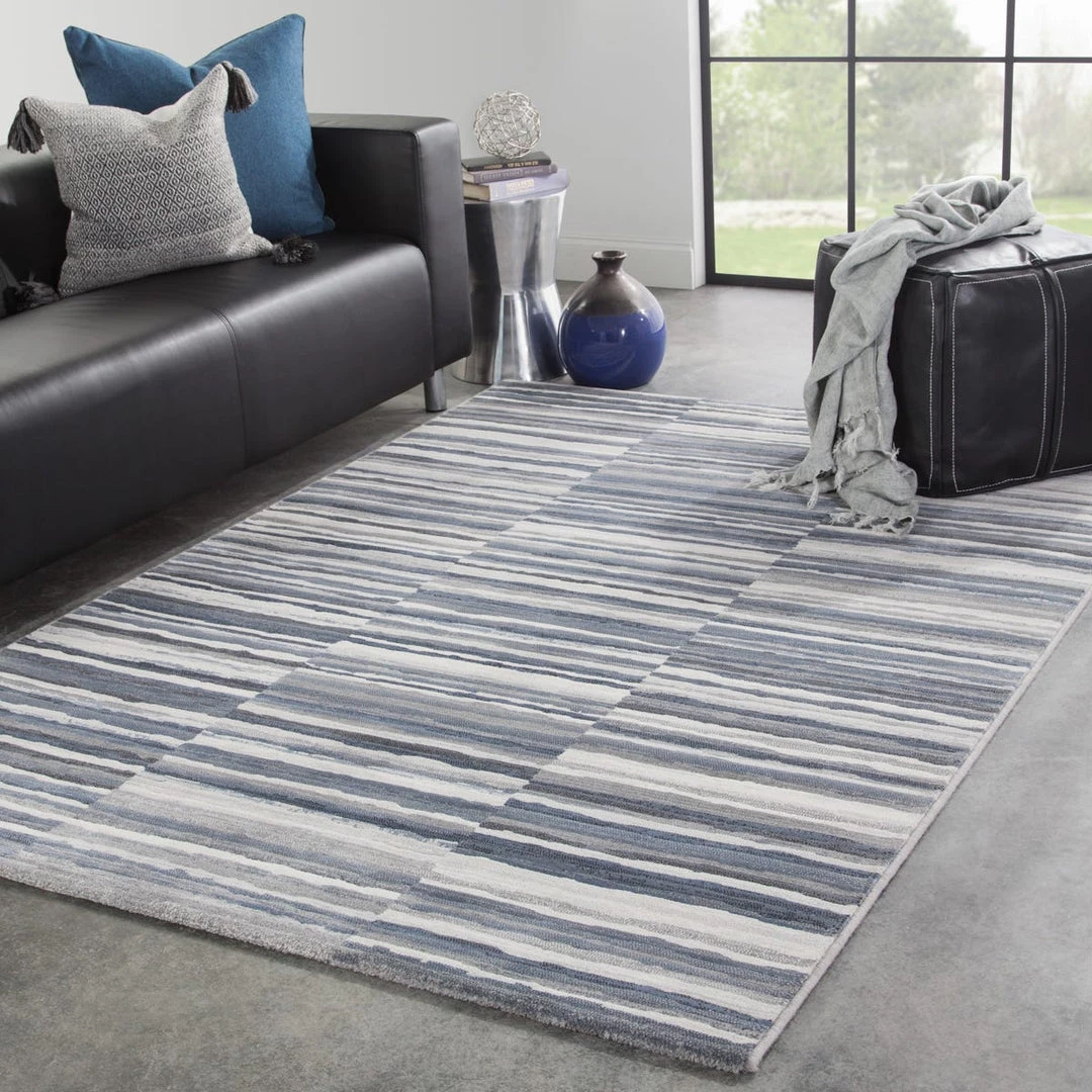 JAIPUR KENITH STRIPED RUG: STEEL, BLUE 2 JAIPUR KENITH STRIPED RUG: STEEL, BLUE