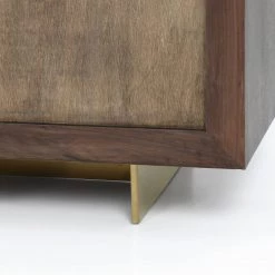 FOUR HANDS ENZO DARK WALNUT + BRASS CLAD SIDEBOARD Storage + Shelves + Media