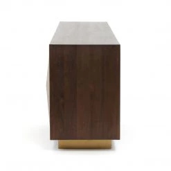 FOUR HANDS ENZO DARK WALNUT + BRASS CLAD SIDEBOARD Storage + Shelves + Media